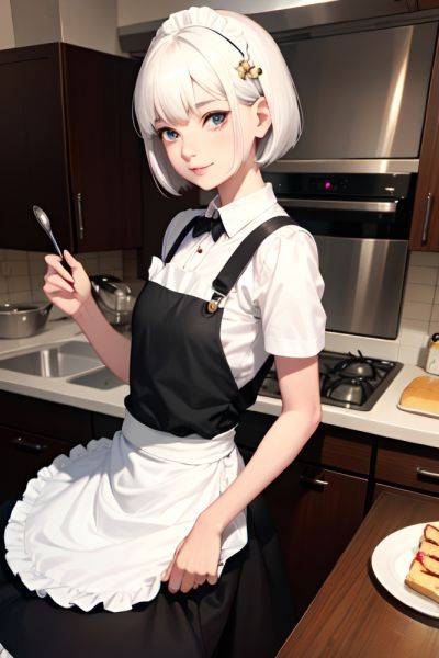 Anime Skinny Small Tits 40s Age Happy Face White Hair Bobcut Hair Style Light Skin Charcoal Kitchen Close Up View Jumping Maid 3680016887802670405 - AI Hentai - aihentai.co on pornintellect.com
