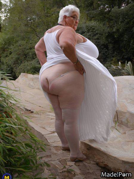 Dress 90 choker white hair panties lift dress woman AI porn - made.porn on pornintellect.com