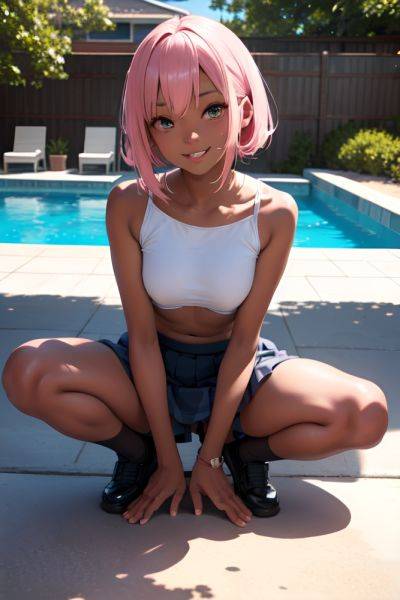 Anime Skinny Small Tits 20s Age Happy Face Pink Hair Bangs Hair Style Dark Skin Charcoal Pool Front View Spreading Legs Schoolgirl 3679835210683810861 - AI Hentai - aihentai.co on pornintellect.com
