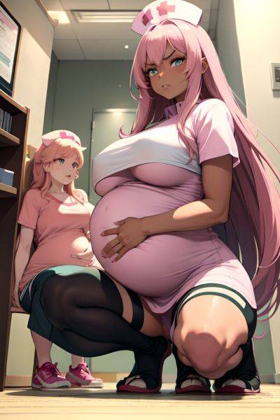 Anime Pregnant Huge Boobs 70s Age Angry Face Pink Hair Straight Hair Style Dark Skin Soft Anime Hospital Front View Squatting Nurse 3680252681533852754 - AI Hentai - aihentai.co on pornintellect.com