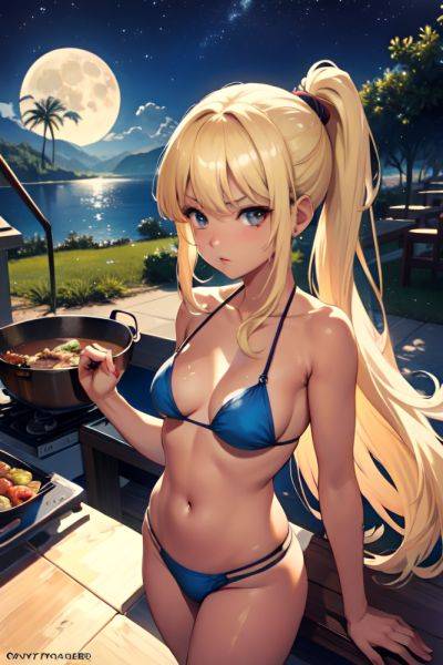 Anime Busty Small Tits 80s Age Serious Face Blonde Straight Hair Style Dark Skin Watercolor Moon Front View Cooking Bikini 3679989829508296551 - AI Hentai - aihentai.co on pornintellect.com