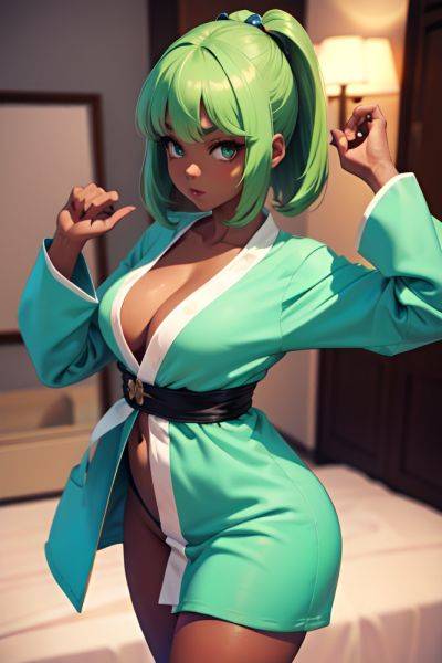 Anime Busty Small Tits 50s Age Serious Face Green Hair Bangs Hair Style Dark Skin 3d Stage Close Up View T Pose Bathrobe 3680360914711115128 - AI Hentai - aihentai.co on pornintellect.com