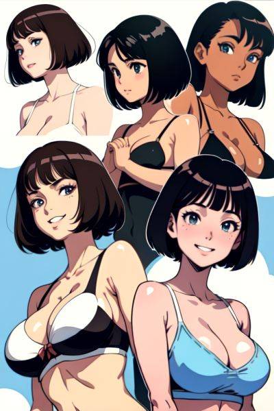 Anime Skinny Huge Boobs 80s Age Laughing Face Brunette Bobcut Hair Style Light Skin Black And White Snow Side View Yoga Bra 3680542591342684574 - AI Hentai - aihentai.co on pornintellect.com