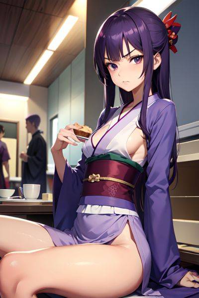 Anime Skinny Small Tits 50s Age Angry Face Purple Hair Straight Hair Style Dark Skin Soft + Warm Hospital Front View Eating Kimono 3680596708419014391 - AI Hentai - aihentai.co on pornintellect.com
