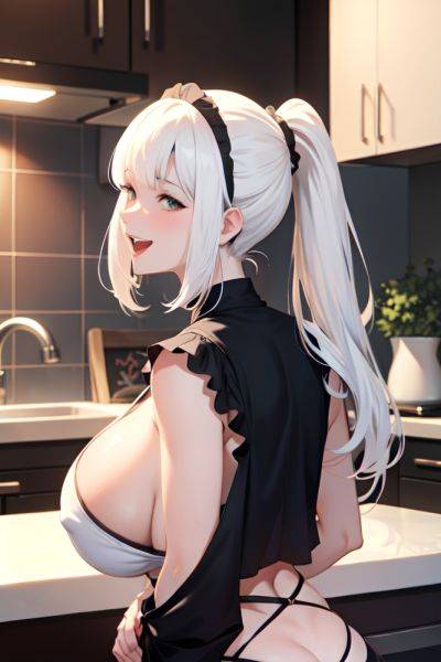 Anime Busty Huge Boobs 20s Age Laughing Face White Hair Bangs Hair Style Dark Skin Watercolor Kitchen Back View On Back Goth 3680619901202334393 - AI Hentai - aihentai.co on pornintellect.com