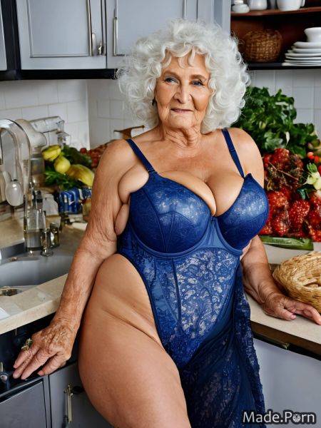 Kitchen thighs woman white hair gigantic boobs saggy tits sapphire AI porn - made.porn on pornintellect.com