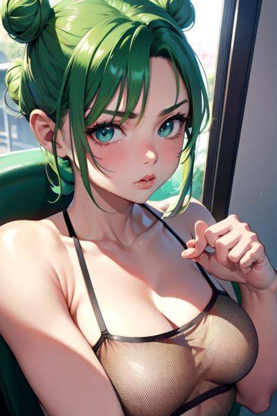 Anime Muscular Small Tits 18 Age Pouting Lips Face Green Hair Hair Bun Hair Style Light Skin Film Photo Office Close Up View Working Out Fishnet 3680666288103544396 - AI Hentai - aihentai.co on pornintellect.com