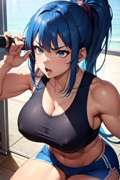 Anime Muscular Huge Boobs 40s Age Angry Face Blue Hair Ponytail Hair Style Dark Skin Skin Detail (beta) Club Close Up View Cumshot Teacher 3680820904049815094 - AI Hentai - aihentai.co on pornintellect.com