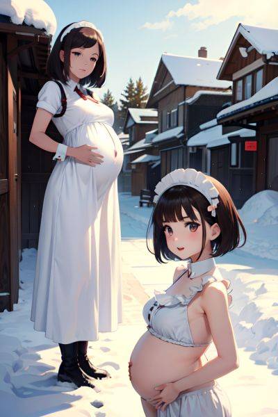 Anime Pregnant Small Tits 40s Age Seductive Face Brunette Bobcut Hair Style Light Skin Illustration Snow Side View Jumping Maid 3680952330136066207 - AI Hentai - aihentai.co on pornintellect.com