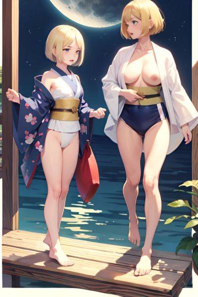 Anime Muscular Small Tits 40s Age Angry Face Blonde Bobcut Hair Style Light Skin Watercolor Moon Side View Plank Kimono 3680971657489163912 - AI Hentai - aihentai.co on pornintellect.com