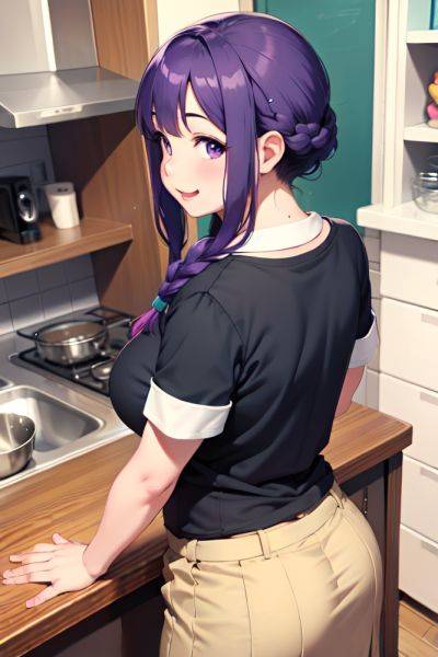 Anime Chubby Small Tits 30s Age Happy Face Purple Hair Braided Hair Style Light Skin Charcoal Kitchen Back View T Pose Schoolgirl 3680987120896189376 - AI Hentai - aihentai.co on pornintellect.com