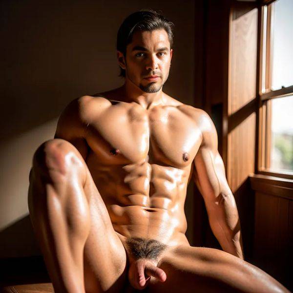 , latino,manly man,twenties,(RAW photo, best quality, masterpiece:1.1), (realistic, photo-realistic:1.2), ultra-detailed, ultra high res, physically-based rendering,short hair,straight hair,nude,spread legs,sun,bathroom,(adult:1.5) - pornmake.ai on pornintellect.com