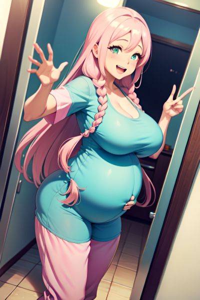 Anime Pregnant Huge Boobs 60s Age Laughing Face Pink Hair Braided Hair Style Light Skin Mirror Selfie Bathroom Side View T Pose Pajamas 3681106948943760116 - AI Hentai - aihentai.co on pornintellect.com
