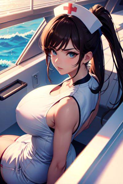 Anime Skinny Huge Boobs 80s Age Serious Face Brunette Ponytail Hair Style Light Skin Warm Anime Yacht Close Up View On Back Nurse 3681161067073814396 - AI Hentai - aihentai.co on pornintellect.com