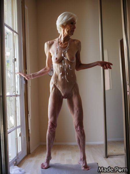 Pixie hair spreading legs woman white hair standing cum in mouth barefoot AI porn - made.porn on pornintellect.com