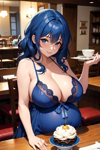 Anime Pregnant Huge Boobs 40s Age Seductive Face Blue Hair Messy Hair Style Dark Skin Soft + Warm Restaurant Front View Jumping Lingerie 3681277029565404626 - AI Hentai - aihentai.co on pornintellect.com
