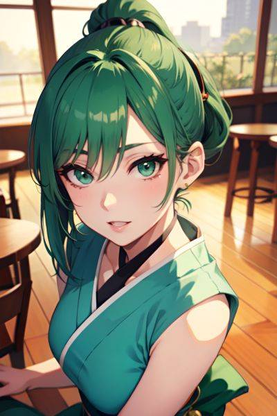 Anime Skinny Small Tits 50s Age Seductive Face Green Hair Ponytail Hair Style Light Skin Watercolor Cafe Close Up View Gaming Geisha 3681497363000381446 - AI Hentai - aihentai.co on pornintellect.com