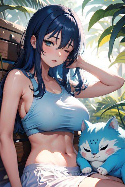 Anime Skinny Huge Boobs 30s Age Shocked Face Blue Hair Messy Hair Style Dark Skin Watercolor Jungle Front View Sleeping Schoolgirl 3681536016181951521 - AI Hentai - aihentai.co on pornintellect.com