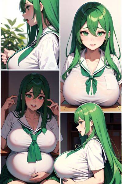 Anime Pregnant Huge Boobs 30s Age Ahegao Face Green Hair Straight Hair Style Dark Skin Black And White Oasis Side View Eating Schoolgirl 3681624923530518976 - AI Hentai - aihentai.co on pornintellect.com