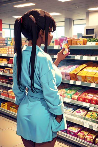 Anime Skinny Huge Boobs 18 Age Happy Face Brunette Pigtails Hair Style Dark Skin Painting Grocery Back View Bathing Bathrobe 3679877730860558640 - AI Hentai - aihentai.co on pornintellect.com