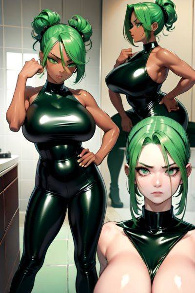 Anime Skinny Huge Boobs 18 Age Angry Face Green Hair Slicked Hair Style Dark Skin Mirror Selfie Bathroom Side View Working Out Latex 3681690635006491448 - AI Hentai - aihentai.co on pornintellect.com