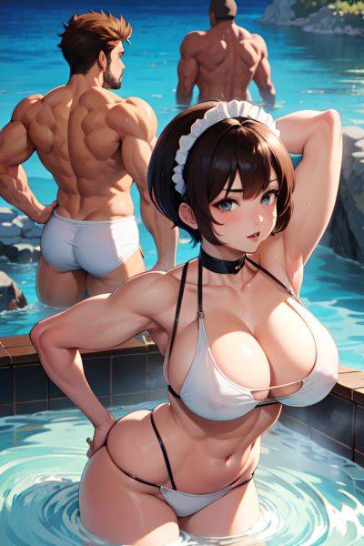 Anime Muscular Huge Boobs 50s Age Shocked Face Brunette Pixie Hair Style Light Skin Vintage Hot Tub Back View On Back Maid 3681756347921560229 - AI Hentai - aihentai.co on pornintellect.com
