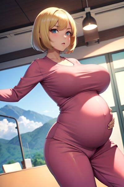 Anime Pregnant Huge Boobs 30s Age Serious Face Blonde Bobcut Hair Style Light Skin Crisp Anime Stage Close Up View Jumping Pajamas 3681802735178745687 - AI Hentai - aihentai.co on pornintellect.com