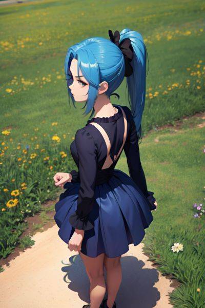 Anime Skinny Small Tits 50s Age Serious Face Blue Hair Ponytail Hair Style Dark Skin 3d Meadow Back View T Pose Goth 3681872313649867678 - AI Hentai - aihentai.co on pornintellect.com