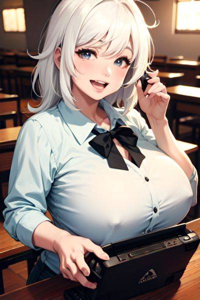 Anime Chubby Small Tits 60s Age Laughing Face White Hair Messy Hair Style Light Skin Black And White Bar Close Up View Gaming Teacher 3676982493402246167 - AI Hentai - aihentai.co on pornintellect.com