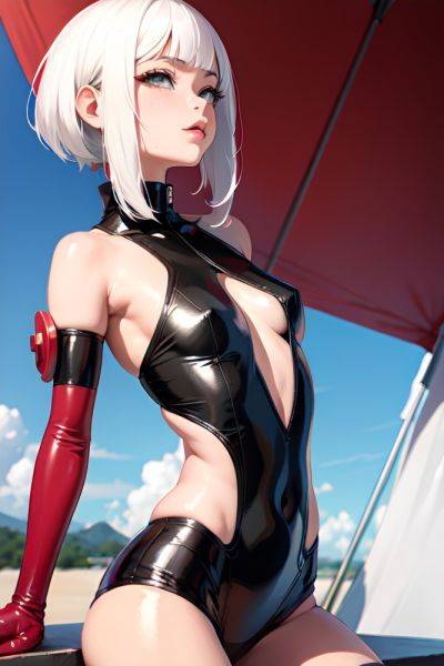 Anime Busty Small Tits 18 Age Pouting Lips Face White Hair Bangs Hair Style Dark Skin Skin Detail (beta) Tent Front View Straddling Latex 3677028879073293768 - AI Hentai - aihentai.co on pornintellect.com