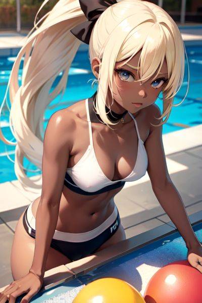 Anime Skinny Small Tits 80s Age Seductive Face Blonde Ponytail Hair Style Dark Skin Black And White Pool Close Up View Working Out Teacher 3677040475485189150 - AI Hentai - aihentai.co on pornintellect.com