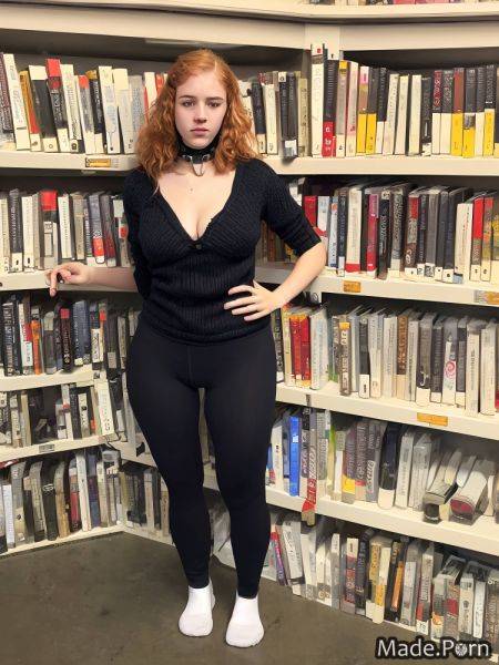 Fairer skin sunset fully clothed woman public library headphones gray AI porn - made.porn on pornintellect.com
