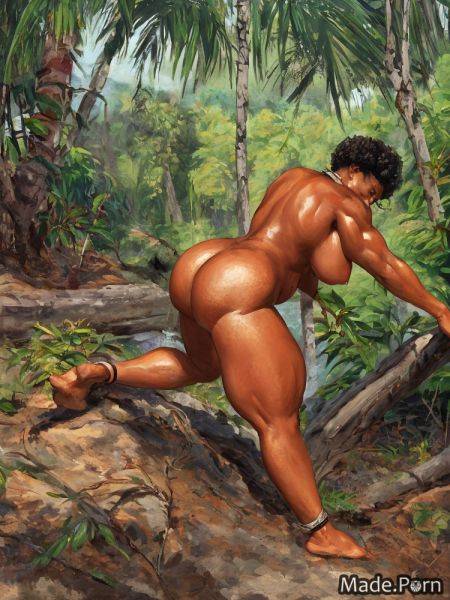 Perfect body thick thighs gigantic boobs working out jungle oiled body black AI porn - made.porn on pornintellect.com