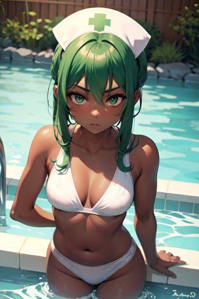 Anime Busty Small Tits 20s Age Serious Face Green Hair Slicked Hair Style Dark Skin Soft + Warm Hot Tub Front View Gaming Nurse 3677191228351680482 - AI Hentai - aihentai.co on pornintellect.com