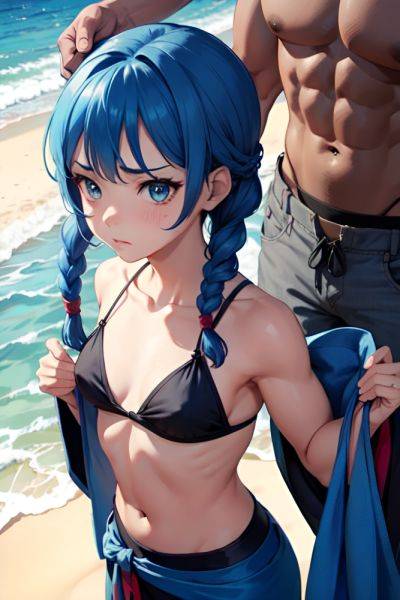 Anime Muscular Small Tits 60s Age Sad Face Blue Hair Braided Hair Style Dark Skin Charcoal Beach Close Up View Yoga Kimono 3677264672757514991 - AI Hentai - aihentai.co on pornintellect.com