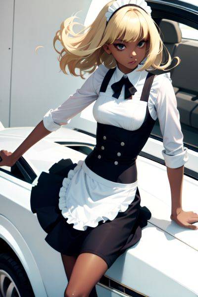 Anime Skinny Small Tits 60s Age Serious Face Blonde Bangs Hair Style Dark Skin Black And White Car Close Up View Jumping Maid 3677589372312828459 - AI Hentai - aihentai.co on pornintellect.com