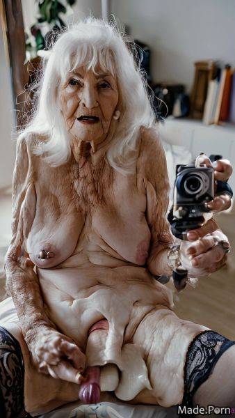 Dildo selfie caucasian masturbation long hair piercing white hair AI porn - made.porn on pornintellect.com