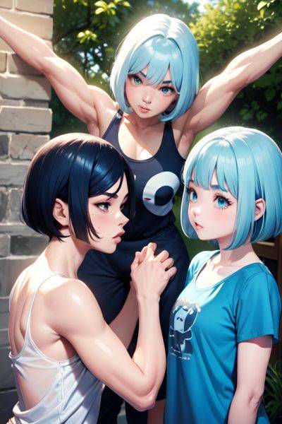 Anime Muscular Small Tits 60s Age Pouting Lips Face Blue Hair Bobcut Hair Style Light Skin Black And White Oasis Front View Jumping Pajamas 3677856089745323126 - AI Hentai - aihentai.co on pornintellect.com