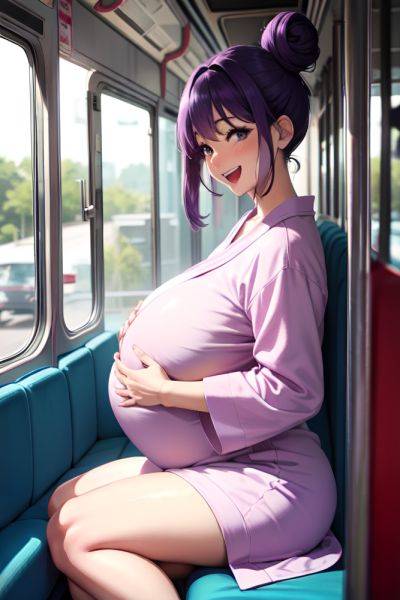 Anime Pregnant Small Tits 60s Age Laughing Face Purple Hair Hair Bun Hair Style Light Skin Vintage Bus Side View Yoga Bathrobe 3677937264628221507 - AI Hentai - aihentai.co on pornintellect.com