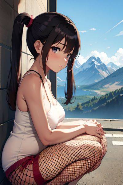 Anime Pregnant Small Tits 30s Age Sad Face Ginger Pigtails Hair Style Dark Skin Soft + Warm Mountains Side View Squatting Fishnet 3681903237414797231 - AI Hentai - aihentai.co on pornintellect.com