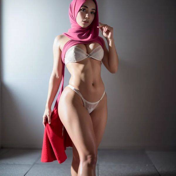 Woman,thirties,(RAW photo, best quality, masterpiece:1.1), (realistic, photo-realistic:1.2), ultra-detailed, ultra high res, physically-based rendering,beautiful,Looking at viewer,hijab,high heels,standing,(adult:1.5) - pornmake.ai on pornintellect.com