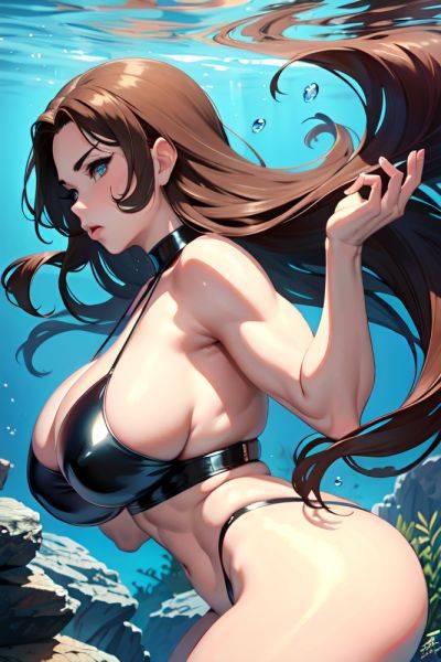 Anime Muscular Huge Boobs 70s Age Pouting Lips Face Brunette Slicked Hair Style Light Skin Soft + Warm Underwater Side View Straddling Latex 3681968950415085270 - AI Hentai - aihentai.co on pornintellect.com