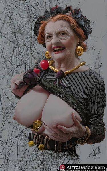 90 woman realistic art natural tits angry gigantic boobs witch AI porn - made.porn on pornintellect.com