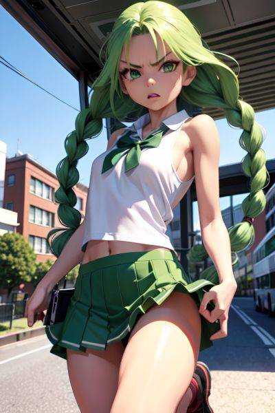 Anime Skinny Small Tits 70s Age Angry Face Green Hair Braided Hair Style Dark Skin 3d Bus Close Up View Jumping Mini Skirt 3683642699172723587 - AI Hentai - aihentai.co on pornintellect.com