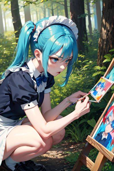Anime Skinny Small Tits 60s Age Angry Face Blue Hair Pigtails Hair Style Light Skin Painting Forest Close Up View Squatting Maid 3683692950290630428 - AI Hentai - aihentai.co on pornintellect.com