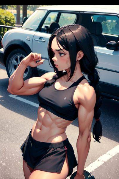 Anime Muscular Small Tits 70s Age Sad Face Black Hair Braided Hair Style Dark Skin Charcoal Car Side View Working Out Mini Skirt 3684245709890802730 - AI Hentai - aihentai.co on pornintellect.com