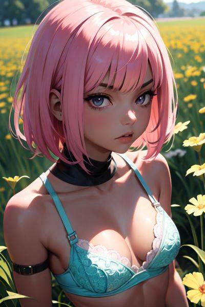 Anime Skinny Small Tits 20s Age Serious Face Pink Hair Bobcut Hair Style Dark Skin Dark Fantasy Meadow Close Up View Gaming Bra 3684690241299279842 - AI Hentai - aihentai.co on pornintellect.com