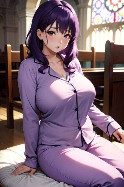 Anime Chubby Huge Boobs 50s Age Shocked Face Purple Hair Messy Hair Style Light Skin Warm Anime Church Front View Straddling Pajamas 3684713432012040717 - AI Hentai - aihentai.co on pornintellect.com