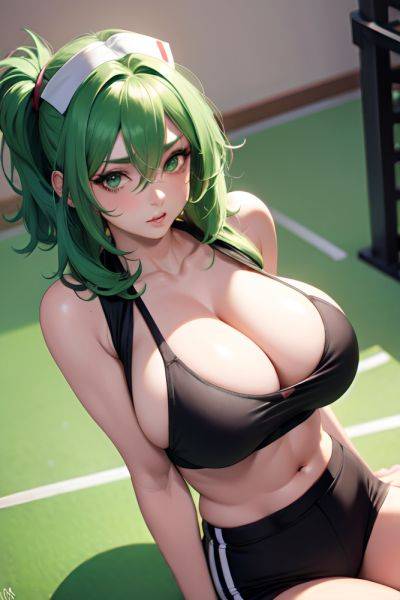 Anime Skinny Huge Boobs 30s Age Pouting Lips Face Green Hair Messy Hair Style Light Skin Charcoal Gym Close Up View Spreading Legs Nurse 3684763683510662286 - AI Hentai - aihentai.co on pornintellect.com
