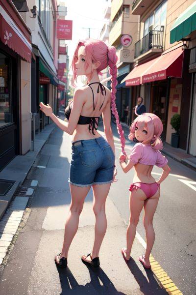 Anime Skinny Small Tits 50s Age Happy Face Pink Hair Braided Hair Style Light Skin Warm Anime Street Back View T Pose Bikini 3685239135877886104 - AI Hentai - aihentai.co on pornintellect.com